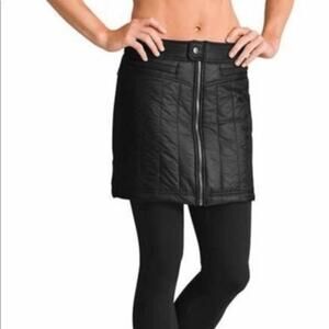 NWT Athleta Black Toasty Buns Full Zip Insulated Quilted Mini Skirt Ski Run 10